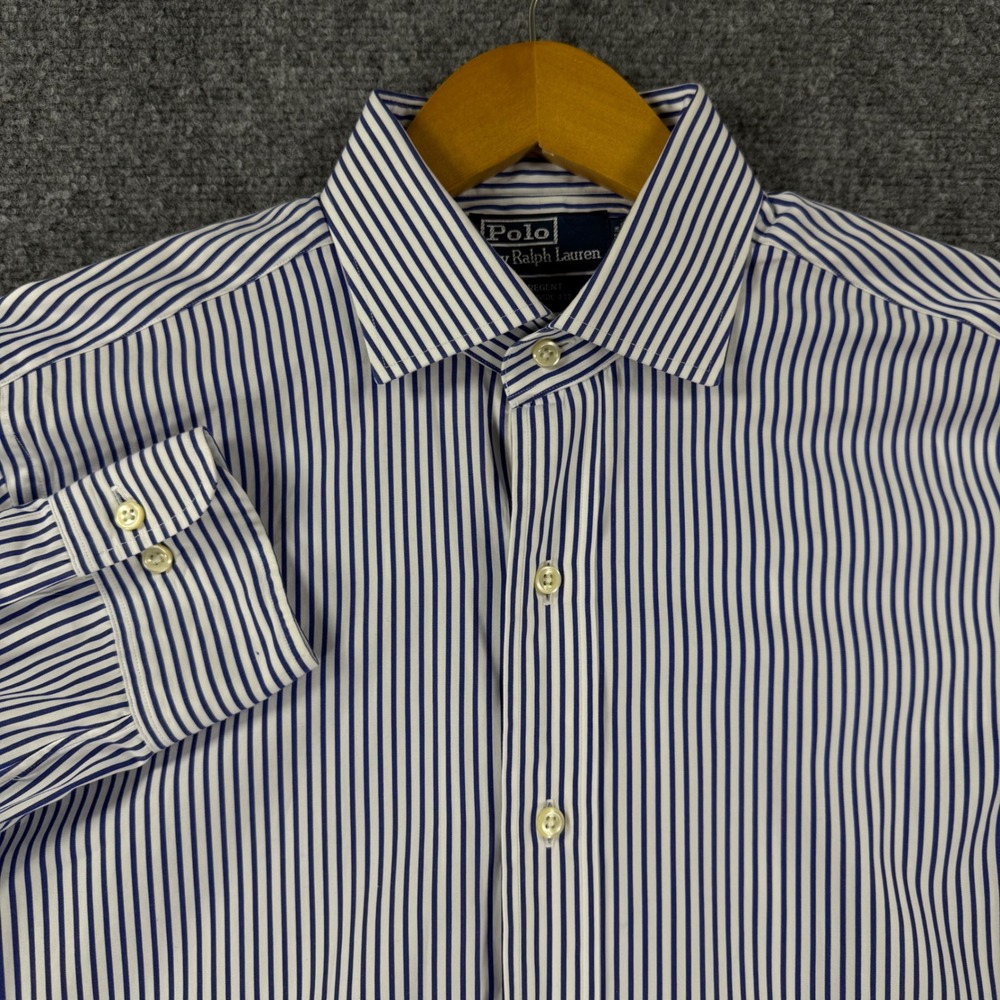 Polo Ralph Lauren Regent Classic Fit Shirt Men 15.5 34/35 Blue Striped Cotton